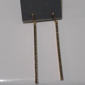 Long Dark Grey Crystal Gold Earring (NWT)